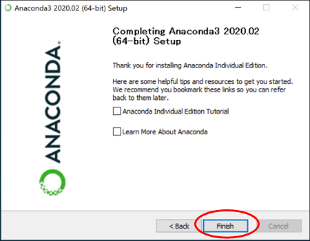 Anacondaインストール終了